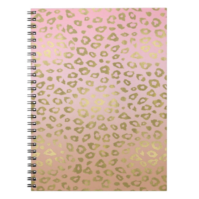 Carnet Empreinte de léopard or rose Ombre (Devant)