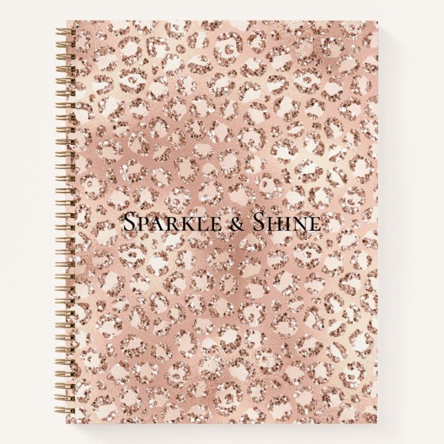 Carnet Empreinte de léopard Peach Rose Gold Blush Pink Gl (Devant)