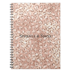 Carnet Empreinte de léopard Peach Rose Gold Blush Pink Gl