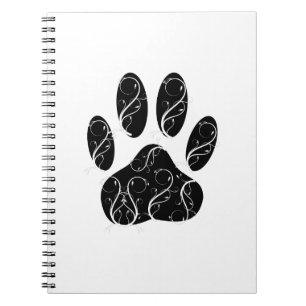 Carnet Empreinte de patte Chien Noir Avec Flouris Blanc