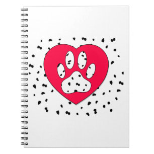 Carnet Empreinte de patte de Chien Dalmatien Dans Le Coeu