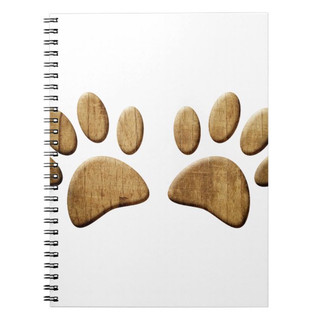 Carnet Empreinte de patte de chien de bois (Devant)