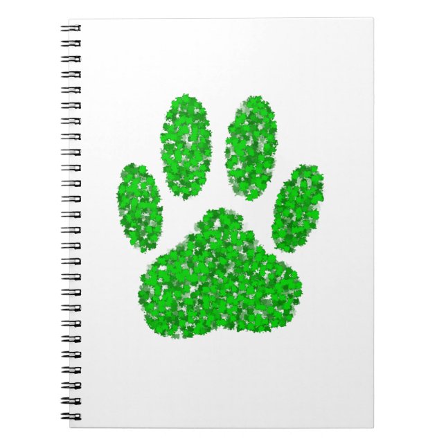 Carnet Empreinte de patte de chien de feuillage vert (Devant)
