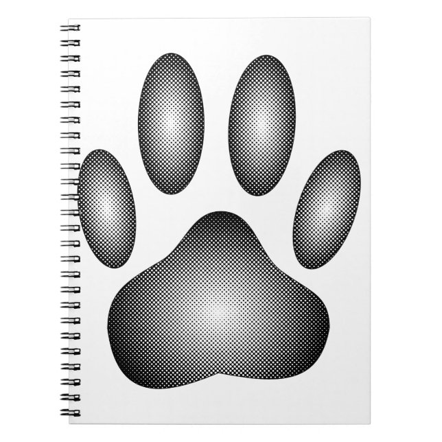 Carnet Empreinte de patte de chien en dégradé noir et bla (Devant)