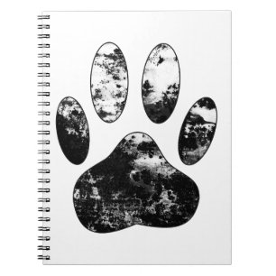 Carnet Empreinte de patte de chien gris noir et blanc