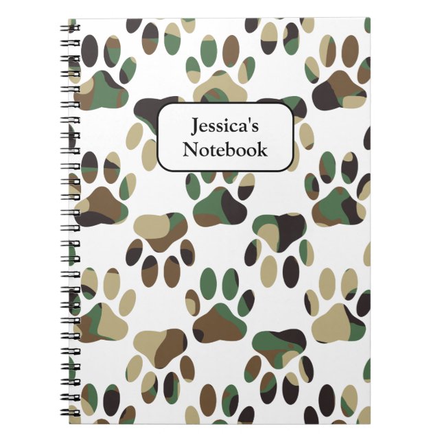 Carnet Empreinte de patte de chien Motif Camo (Devant)