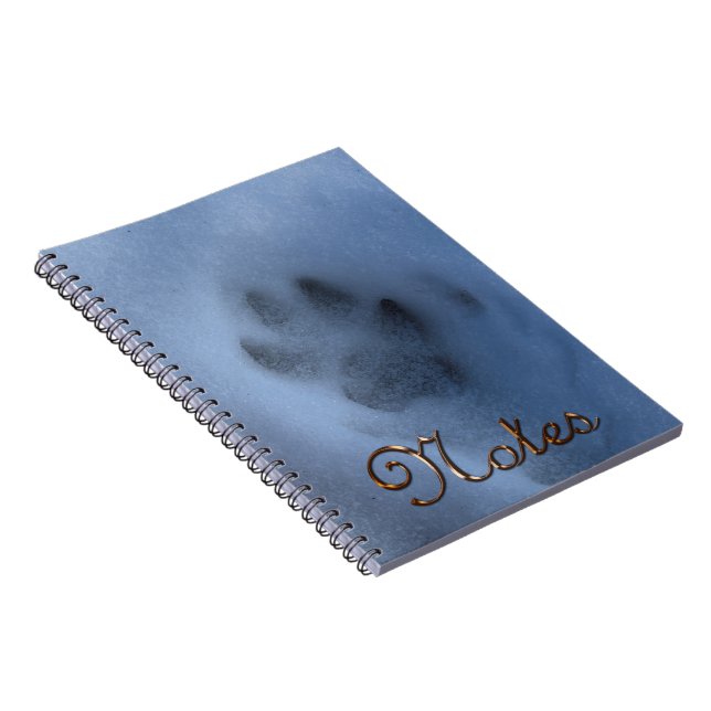 Carnet Empreinte de patte de loup gris sauvage en neige h (Côté Droit)