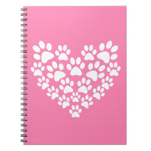 Carnet Empreinte de patte rose de coeur mignon