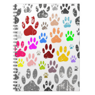 Carnet Empreintes de pattes de chien en colère colorés su