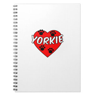 Carnet Empreintes de pattes De Chien Yorkie Et Coeur Roug