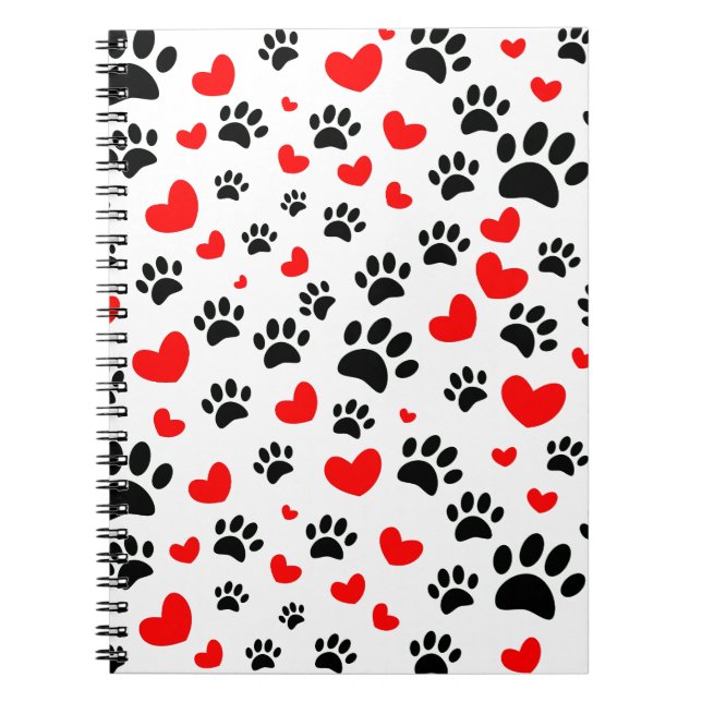 Carnet Empreintes de pattes De Chiens Random Et Coeurs Ro (Devant)