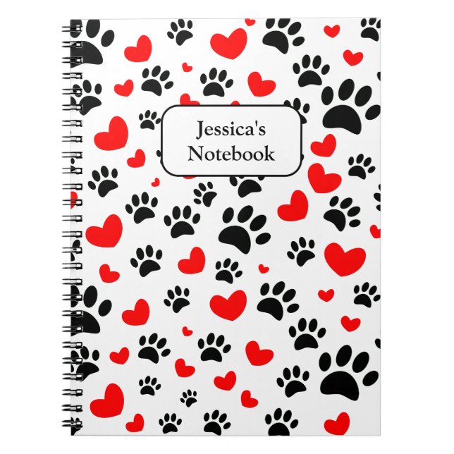 Carnet Empreintes de pattes De Chiens Random Et Coeurs Ro (Devant)