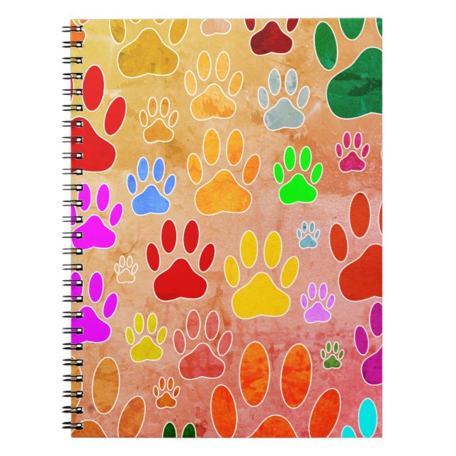 Carnet Empreintes de pattes de chiens sur Arrière - plan  (Devant)