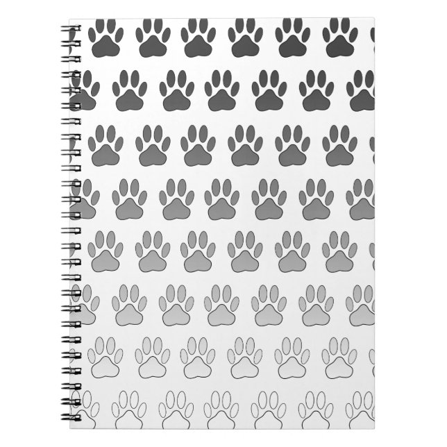 Carnet Empreintes de pattes dégradés en noir et blanc et  (Devant)