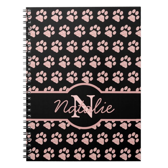 Carnet Empreintes de pattes Parties scintillant Rose or M (Devant)