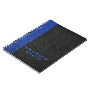 Carnet en cuir noir et bleu Faux