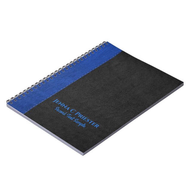 Carnet en cuir noir et bleu Faux (Côté gauche)