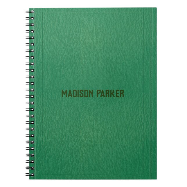 Carnet en cuir vert simple (Devant)