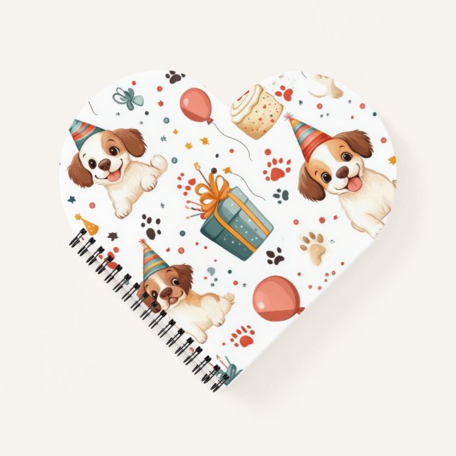 Carnet en forme de coeur avec design d'anniversair (Devant)