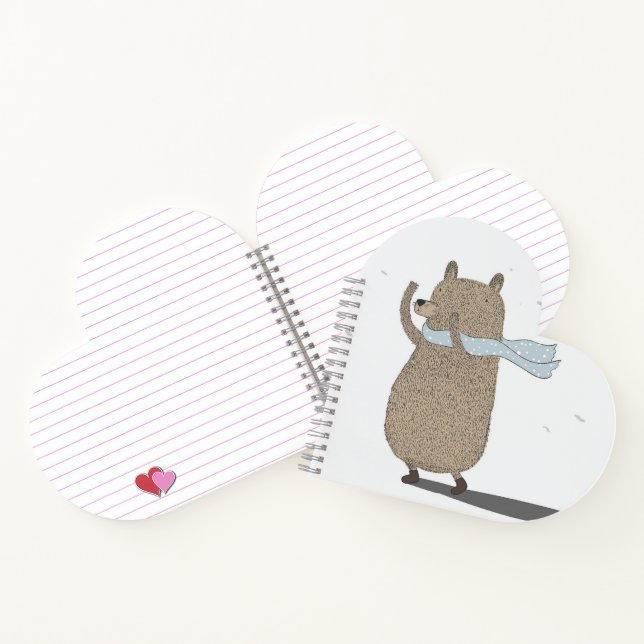 Carnet en forme de coeur de l'ours lunaire (Intérieur)
