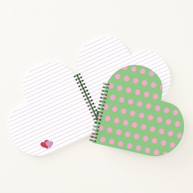 Carnet En Forme De Coeur De Polka (Vert Sage) (Intérieur)