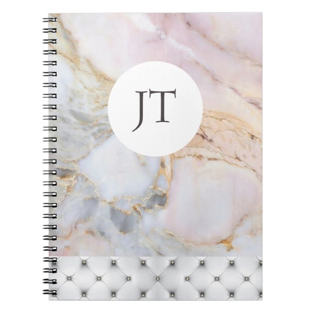Carnet en marbre gris or Rose personnalisé (Devant)