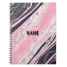 Carnet en marbre noir et rose