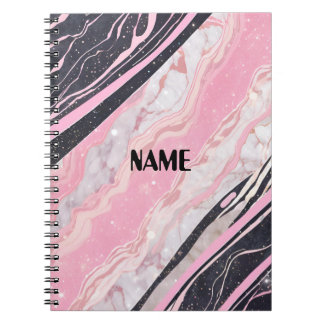 Carnet en marbre noir et rose