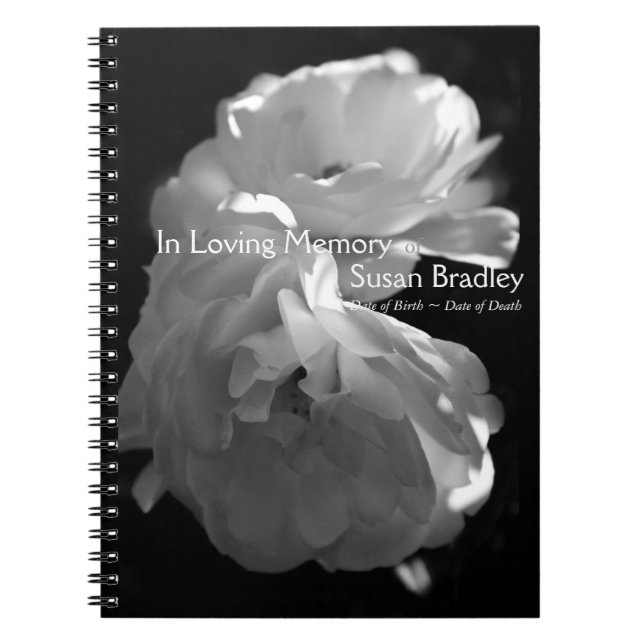Carnet En Mémoire d'amour Roses blanches Funérailles Livr (Devant)