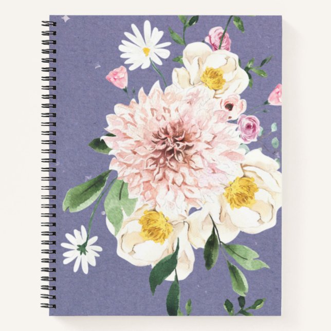 Carnet en spirale de fleurs violettes à couverture (Devant)
