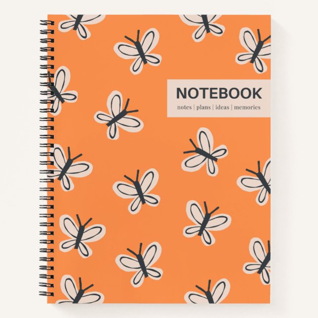 Carnet en spirale de papillons orange (Devant)