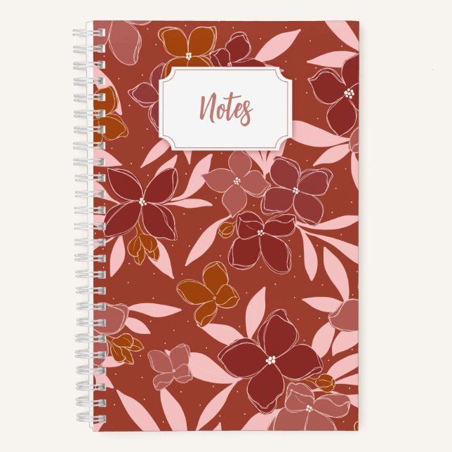 Carnet en spirale florale rose et orange | Journal (Recto)