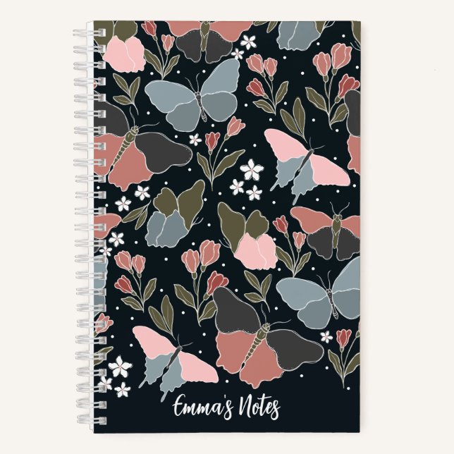 Carnet en spirale papillon bleu | Journal mûr (Recto)