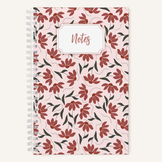 Carnet en spirale rose floral | journal mignon (Recto)