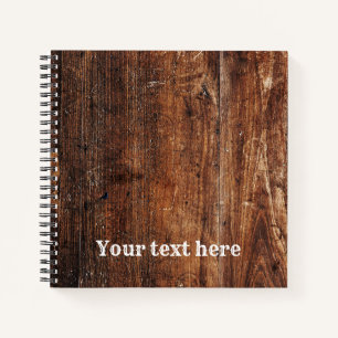 Carnet en spirale Rustique Vieux Bois Personnalisé