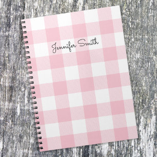 Carnet En vichy moderne Pastel rose et blanc