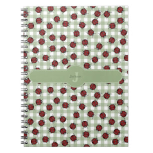 Carnet En vichy vert Monogramme de Motif de Ladybug