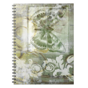 Carnet Encart vert de papillon avec la porte de