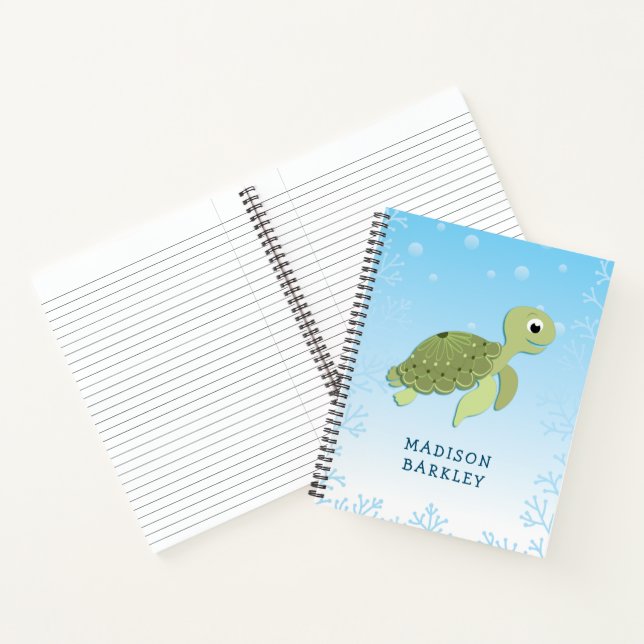Carnet Enfant de Tortue de Mer Animaux de l'Océan Mignons (Intérieur)