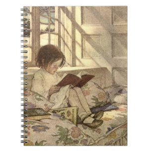 Carnet Enfant vintage lisant un livre, Jessie Willcox Smi