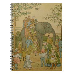 Carnet Enfants à cheval sur l'éléphant (litho)