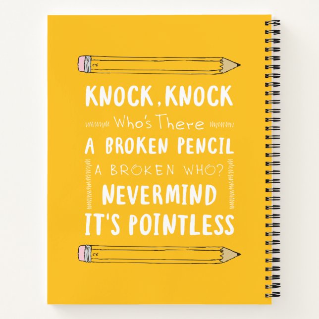 Carnet Enseignant Knock Blagues crayon Puns Humour enfant (Dos)