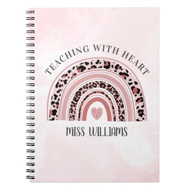 Carnet Enseignant Moderne Avec Coeur Boho Rainbow (Devant)