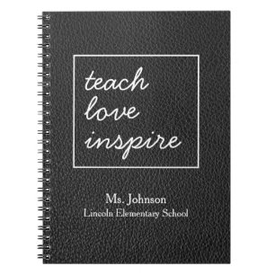 Carnet Enseigner l'inspiration d'amour   Faux Black Leath