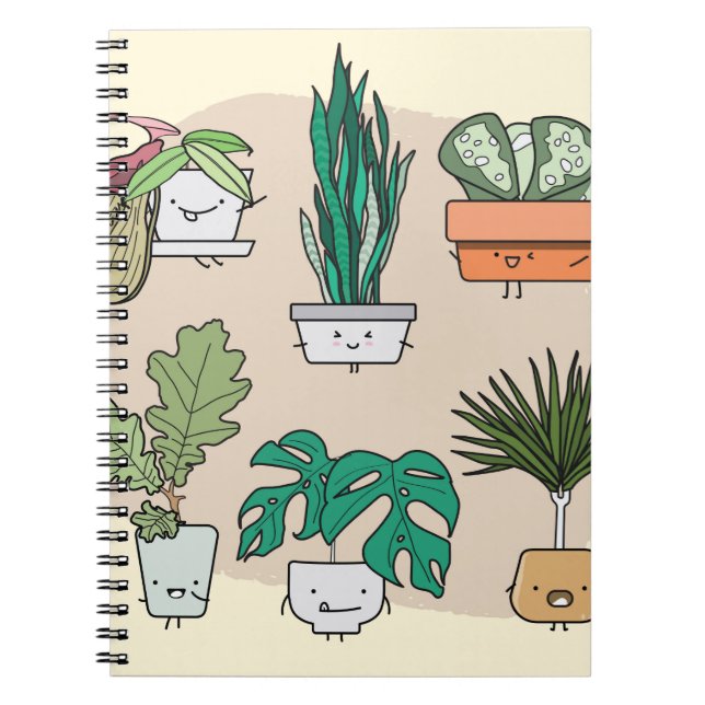 Carnet Ensemble de plantes de maison mignons dans des pot (Devant)