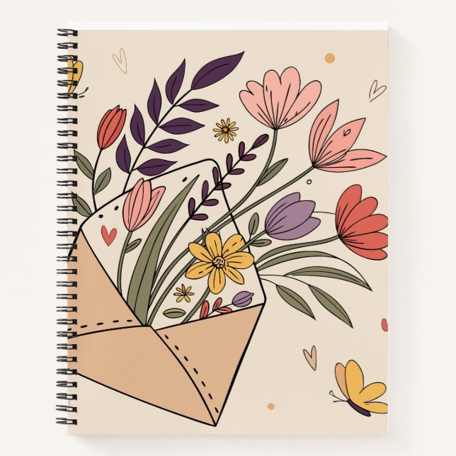 Carnet Enveloppe florale avec fleurs de printemps et papi (Devant)