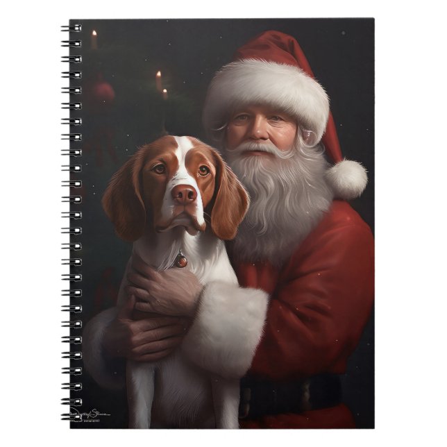 Carnet Épagneul breton avec le Père Noël Noël (Devant)
