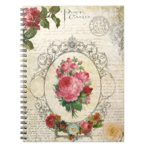 Carnet Ephemera Rose français antique