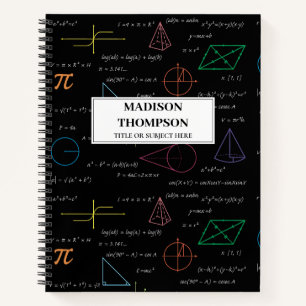 Carnet Équations mathématiques colorées Formules mathémat