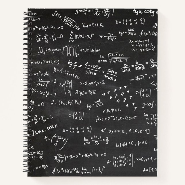 Carnet Équations Mathématiques Tableau Noir Formules Spir (Devant)